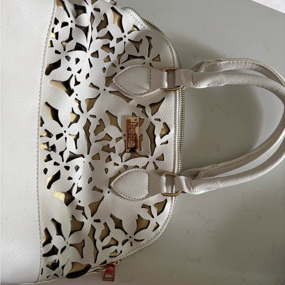 White and Gold Cutout Handbag
